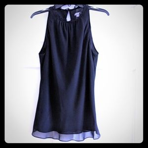 Ann Taylor Silk Ruffle Collar Sleeveless Halter